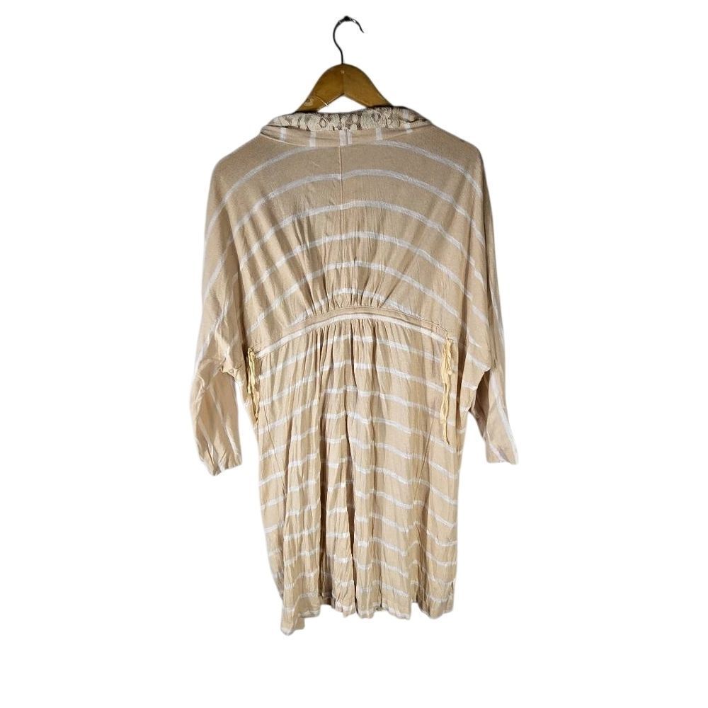 Chic Beige Striped Women's Robe - Picture 2 of 10